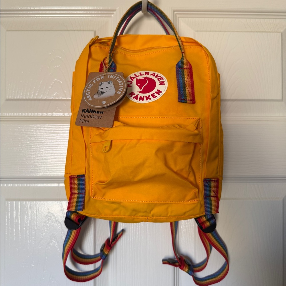 Fjallraven Kanken Mini Yellow Rainbow Backpack